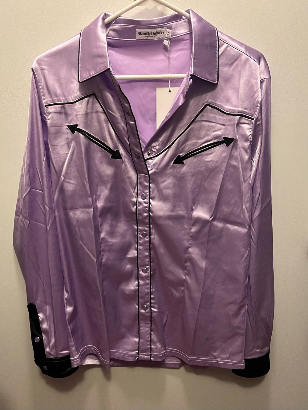 Ranch Dress’n- Lavender Satin Western-Style Button-Up Shirt
